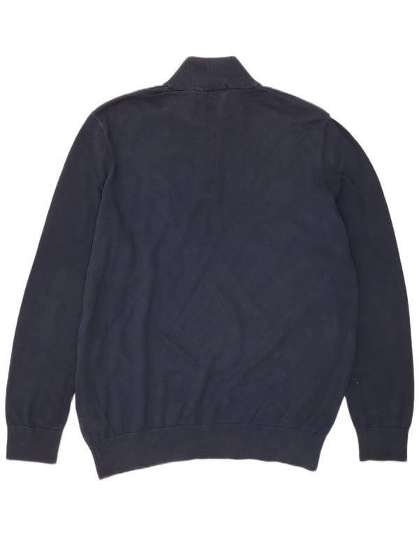 TIMBERLAND Maglione da uomo con zip e collo grande in cotone blu navy