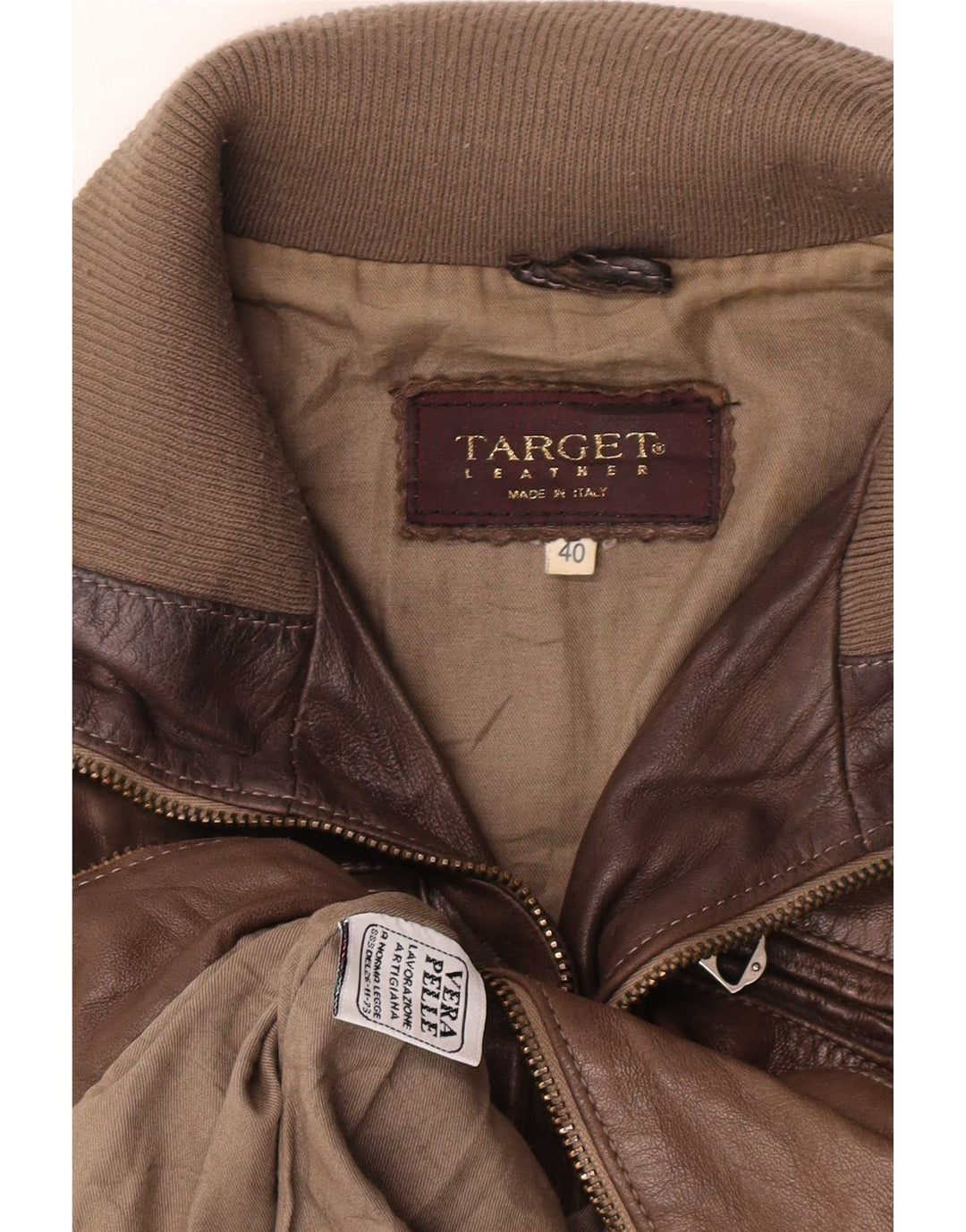 Giacca in pelle corta da donna vintage IT 40 piccola marrone