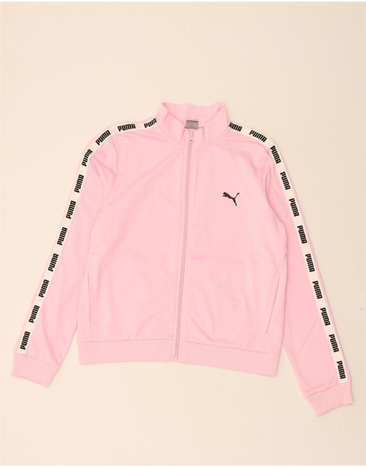 PUMA Womens Graphic Tracksuit Top Jacket UK 14 Large Pink Colourblock Vintage Puma and Second-Hand Puma from Messina Hembry 