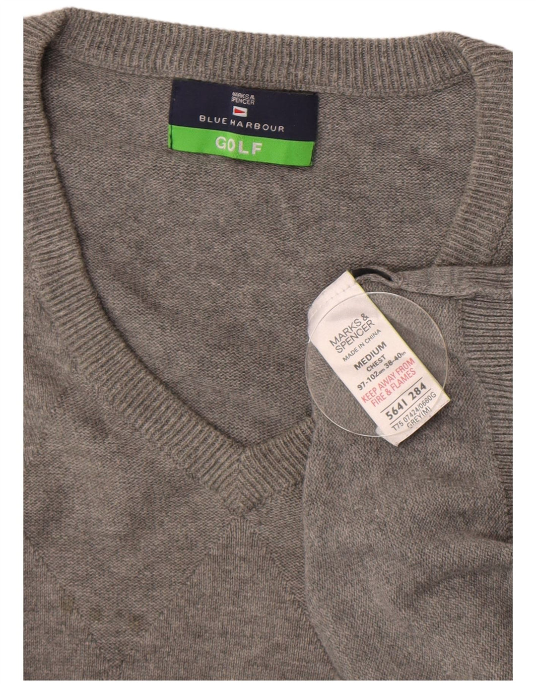 MARKS & SPENCER Canotta da uomo blu Harbour Vest UK 38/40 Grigio medio