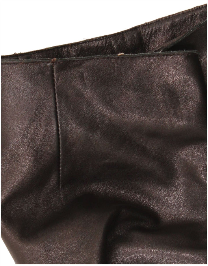 Pantaloni dritti in pelle da donna Gian Mori W30 L30 in pelle marrone