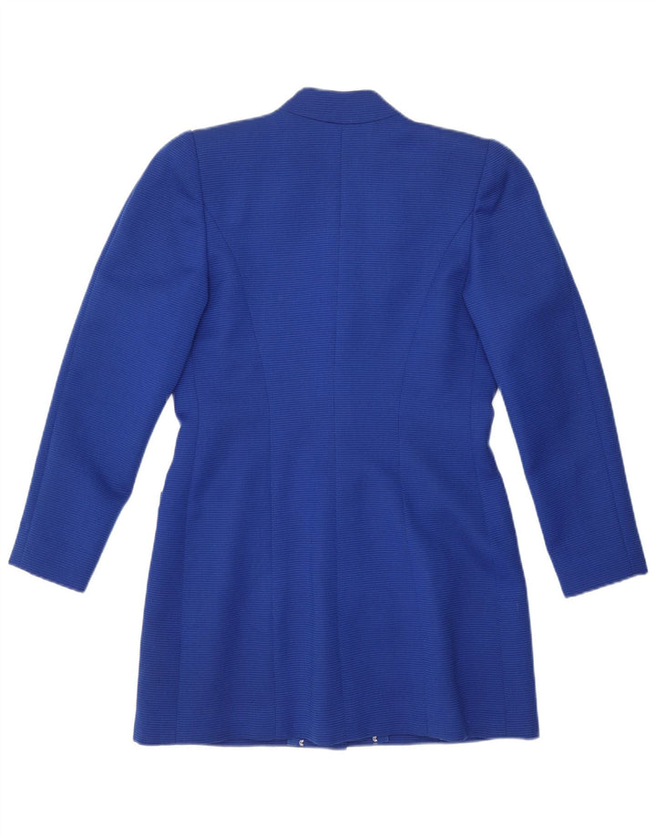 Giacca blazer vintage da donna a 4 bottoni con linea lunga UK 12 Blu medio