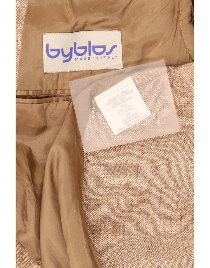 Giacca blazer a 3 bottoni da uomo Byblos UK 38 Lino beige medio