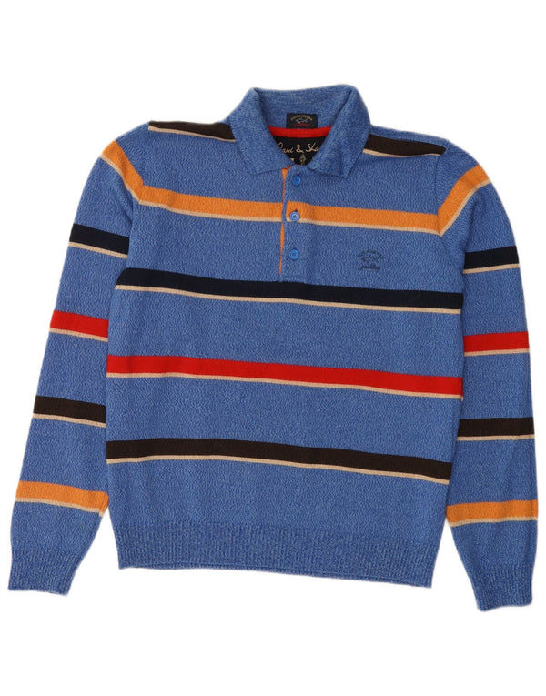 Paul & Shark Maglione da uomo con collo alto a righe grandi blu