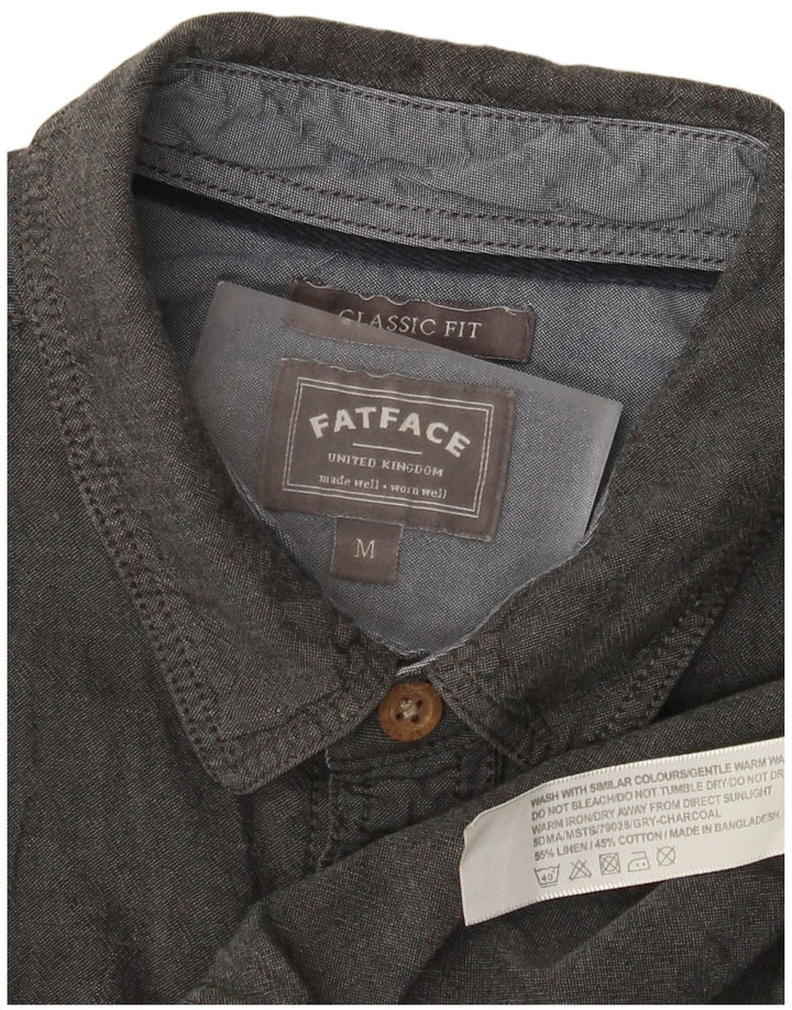 Camicia da uomo a maniche corte dal taglio classico Fat Face in cotone grigio medio