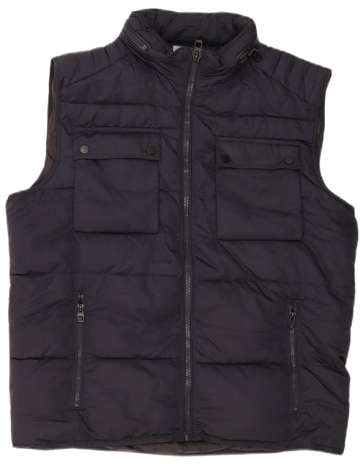Gilet imbottito da uomo Zara UK 42 XL poliestere blu navy