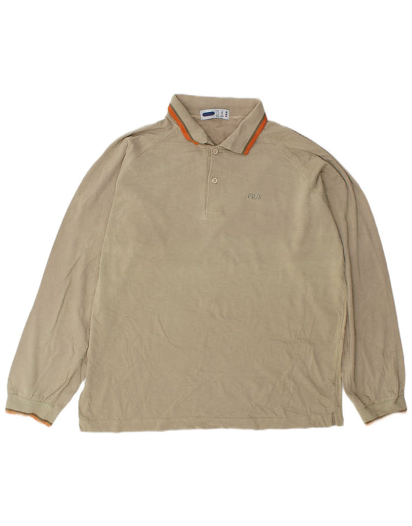 Polo Fila da uomo a maniche lunghe e vestibilità ampia IT 50 a righe beige medio