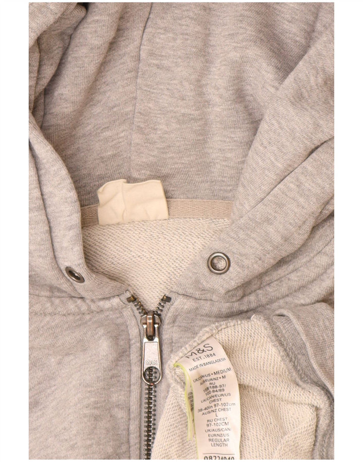 Maglione con cappuccio e zip da uomo Marks & Spencer in cotone screziato grigio medio