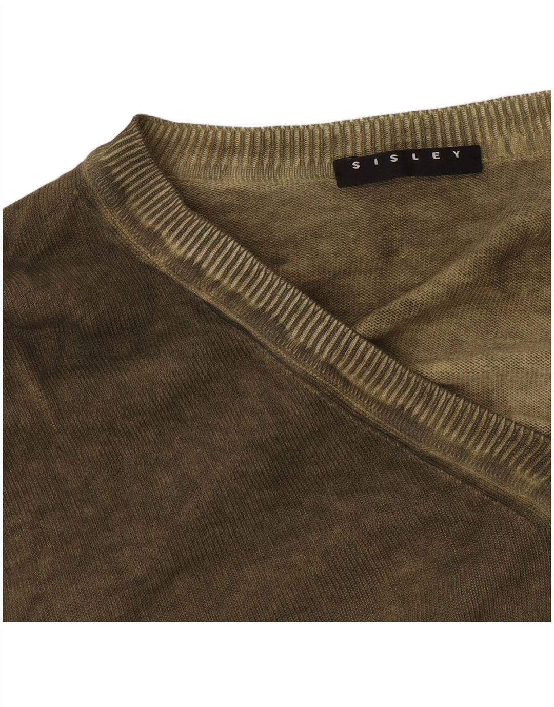Maglione maglione con scollo a V da uomo Sisley grande color kaki