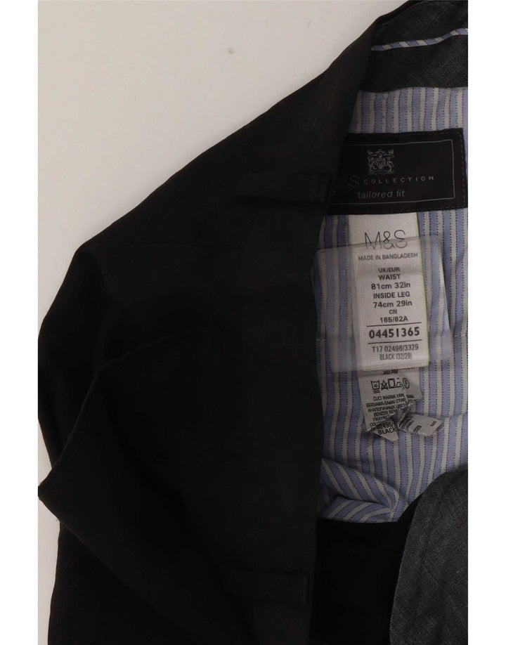 Pantaloni da abito dritti su misura da uomo Marks & Spencer W32 L29 neri
