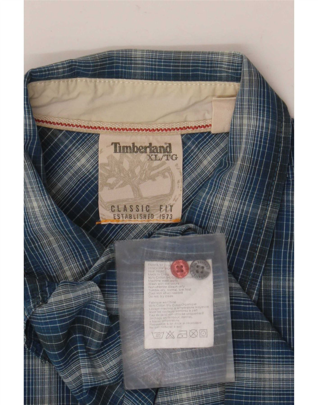 Camicia Timberland da uomo Classic Fit XL in cotone a quadri blu