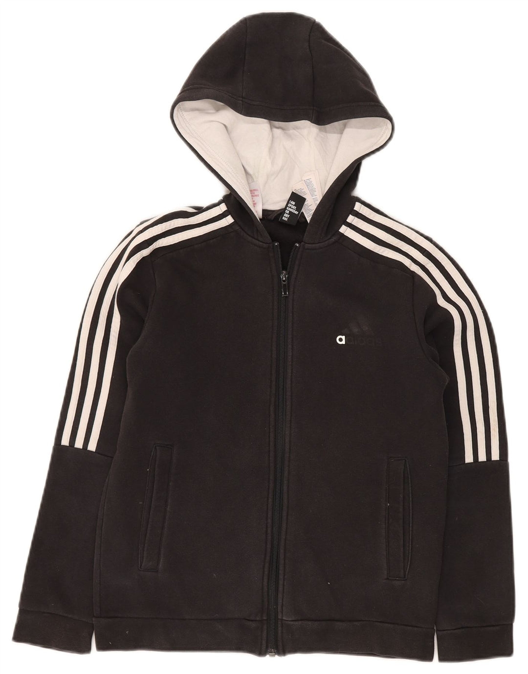 Maglione con cappuccio e zip ADIDAS per ragazzi 11-12 anni in cotone nero
