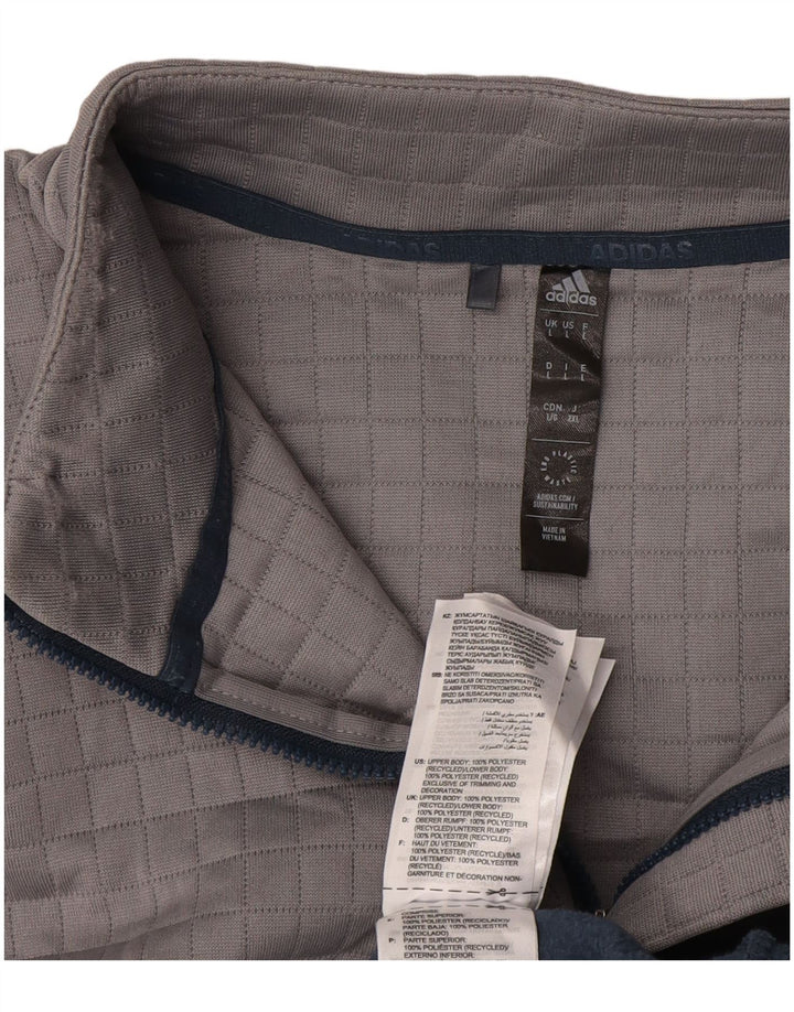 Maglione in pile da uomo Adidas con zip e collo, grande, in poliestere blu navy