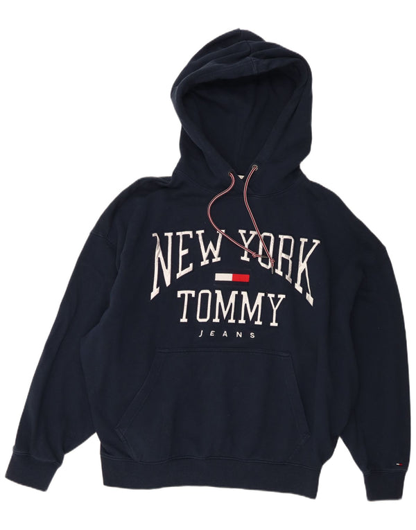 Tommy Hilfiger Uomo New York Graphic Felpa con cappuccio Maglione Grande Blu Navy