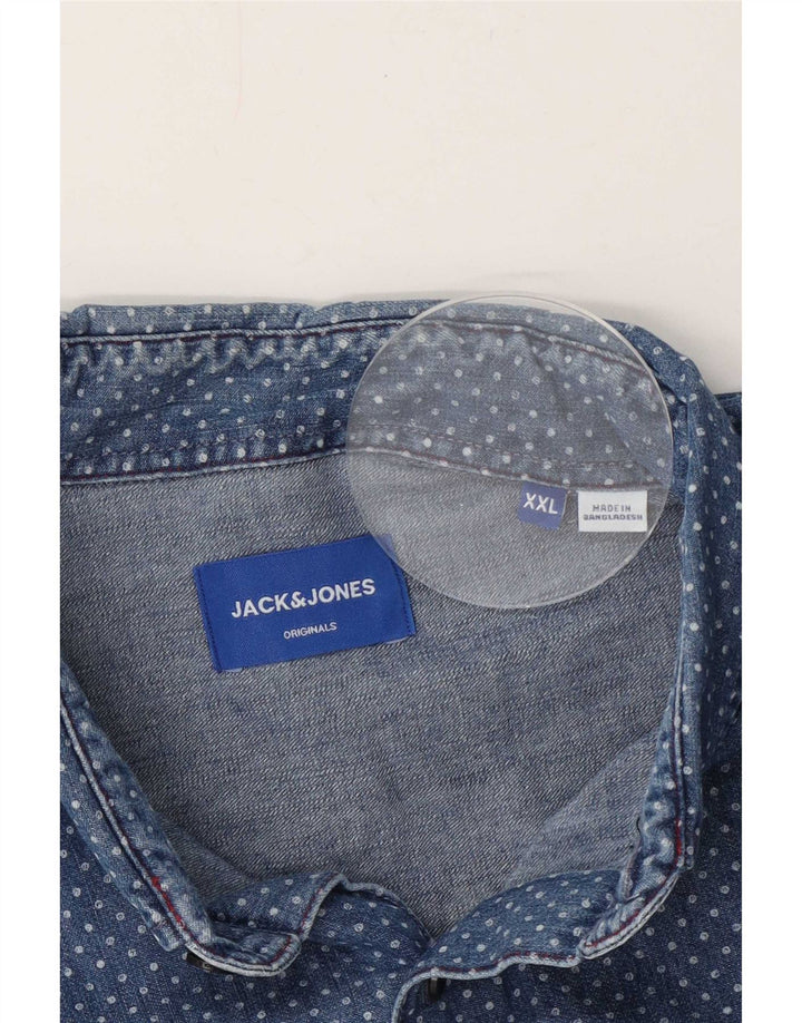 Jack & Jones Camicia di jeans da uomo 2XL Blu maculato