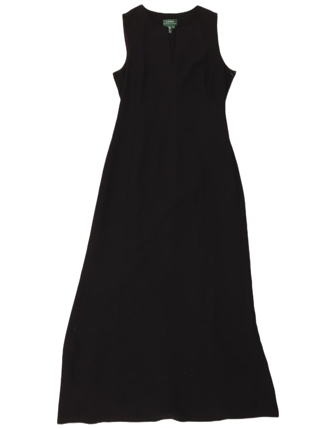 RALPH LAUREN Abito lungo senza maniche da donna US 10 Large Nero Poliestere