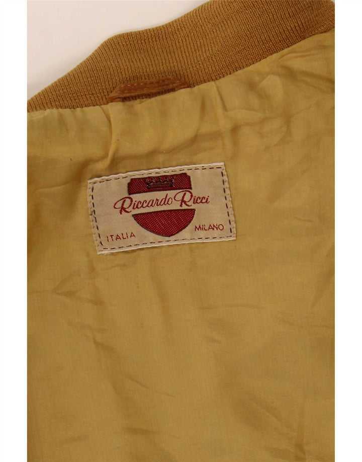 Giubbotto bomber in pelle scamosciata vintage da uomo UK 40 grande beige