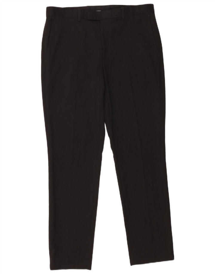 Pantaloni da abito slim da uomo Marks & Spencer W34 L31 poliestere nero