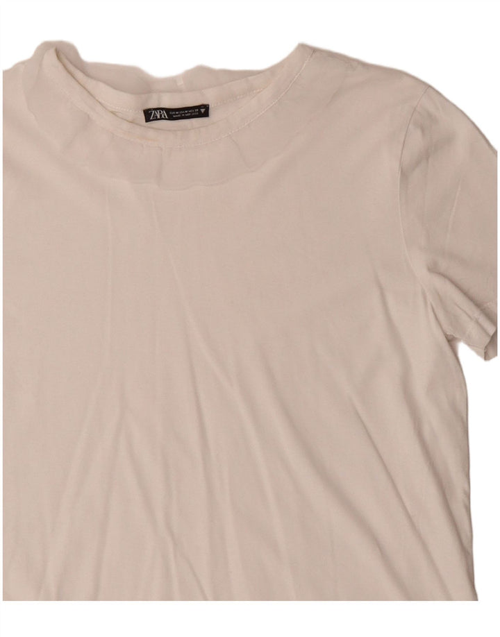 T-shirt corta da donna Zara UK 12 bianca media