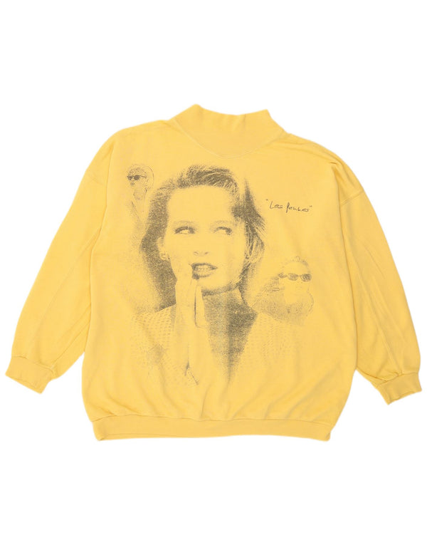 Felpa grafica da uomo vintage maglione 2XL giallo