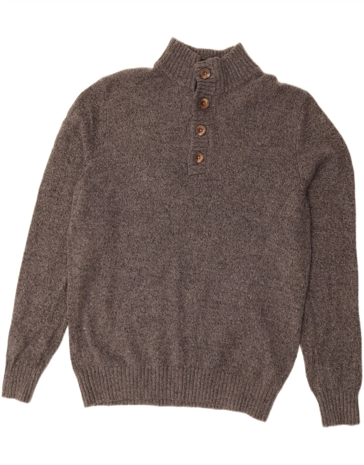 Maglione da uomo Izod con bottoni e collo in acrilico grigio medio