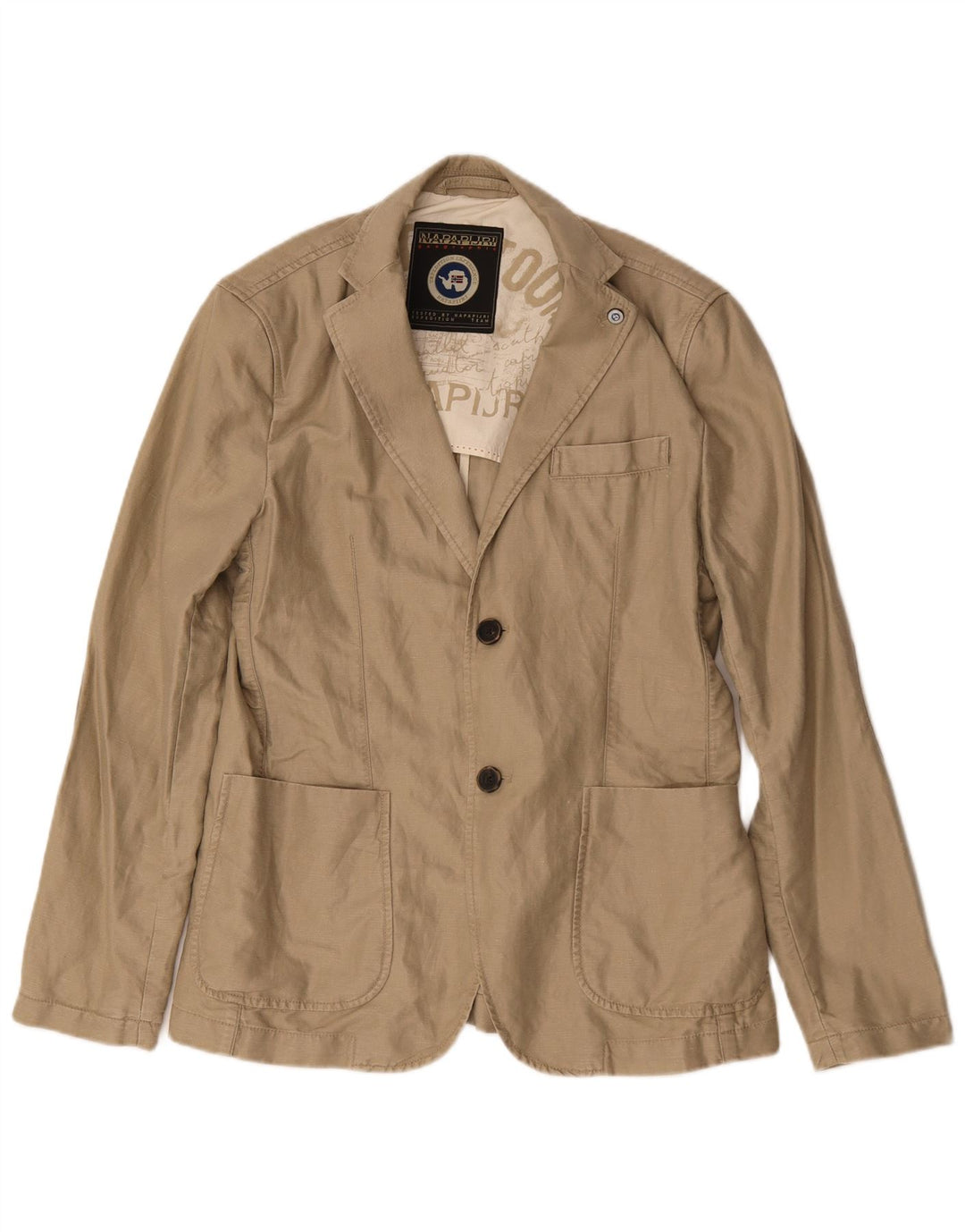 Giacca blazer a 2 bottoni Geographic da uomo Napapijri UK 38 Cotone beige medio