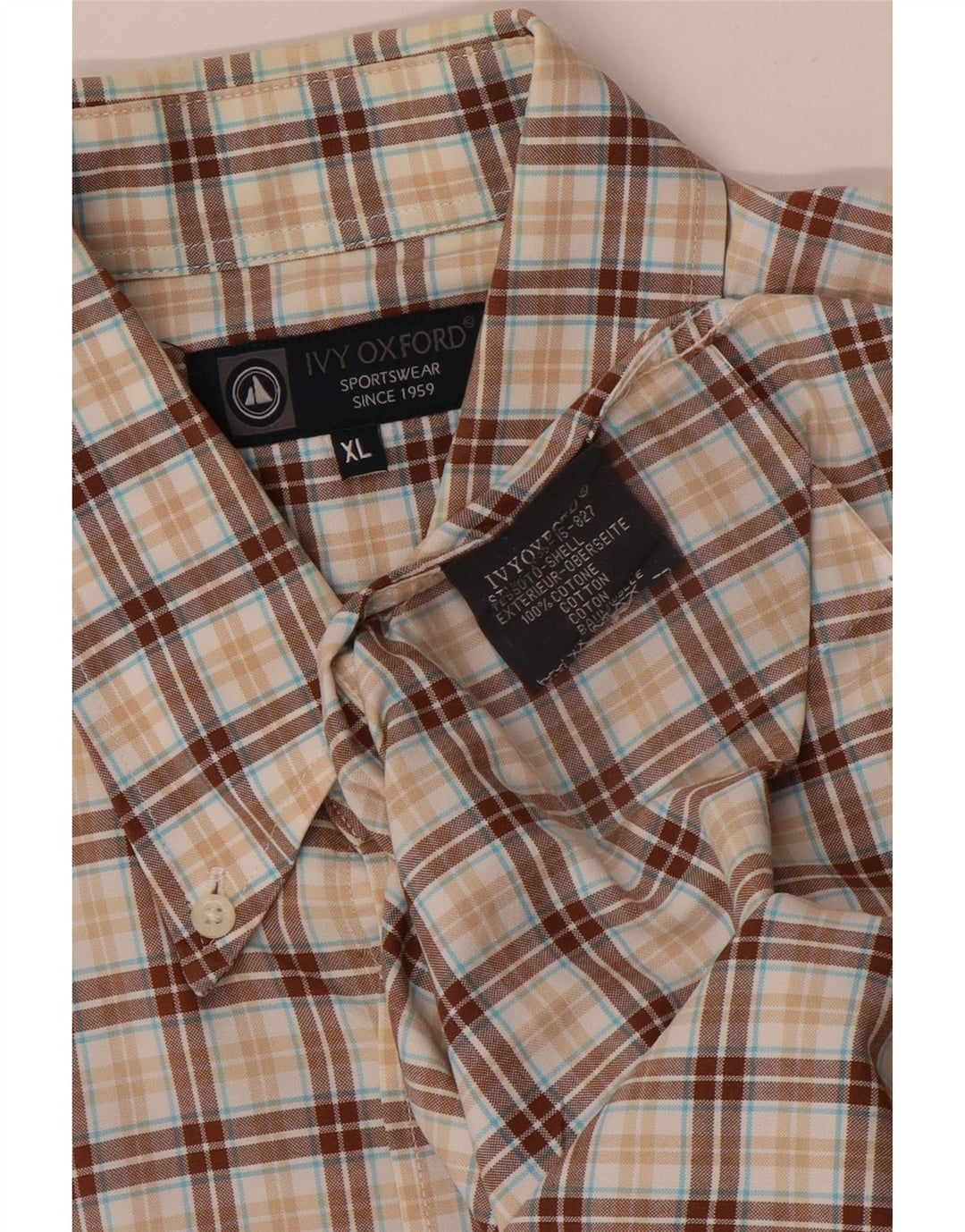 Camicia da uomo Ivy Oxford XL in cotone a quadri marrone