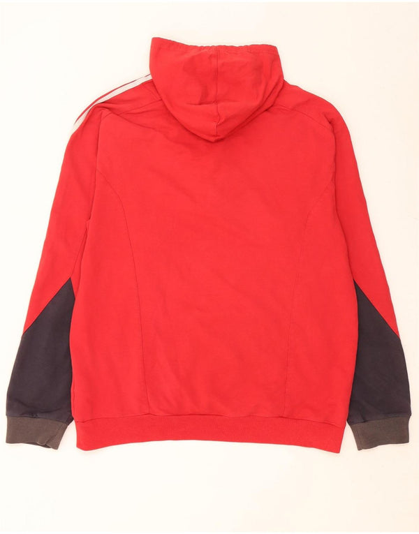 Felpa con cappuccio da uomo Adidas XL rossa in cotone color block