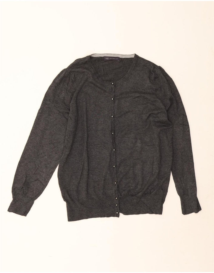 Maglione cardigan da donna Marks & Spencer UK 20 2XL Viscosa grigia