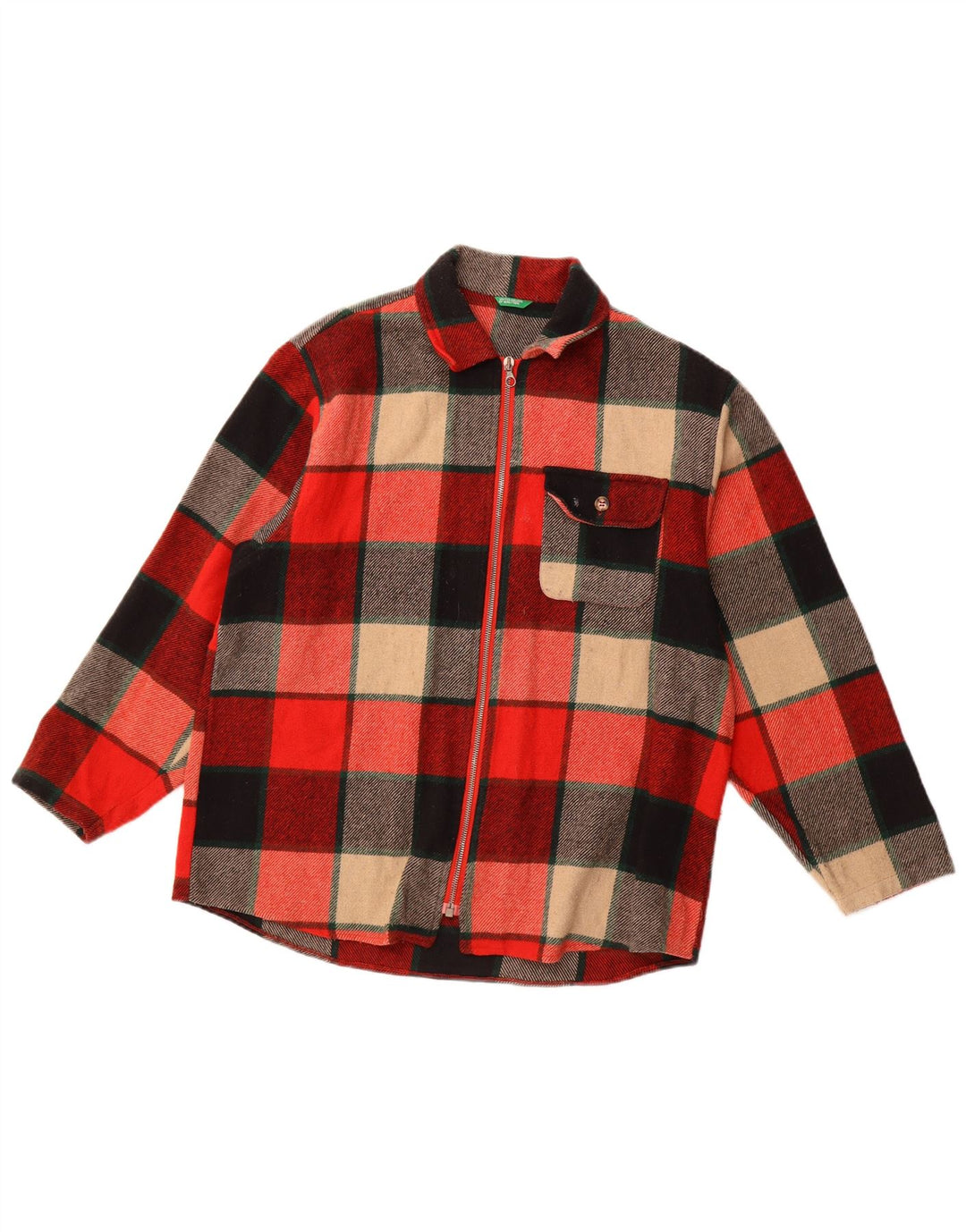 Camicia in flanella da donna BENETTON UK 18 XL Acrilico a quadri multicolore