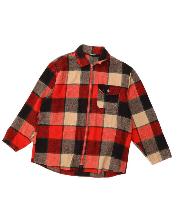 Camicia in flanella da donna BENETTON UK 18 XL Acrilico a quadri multicolore