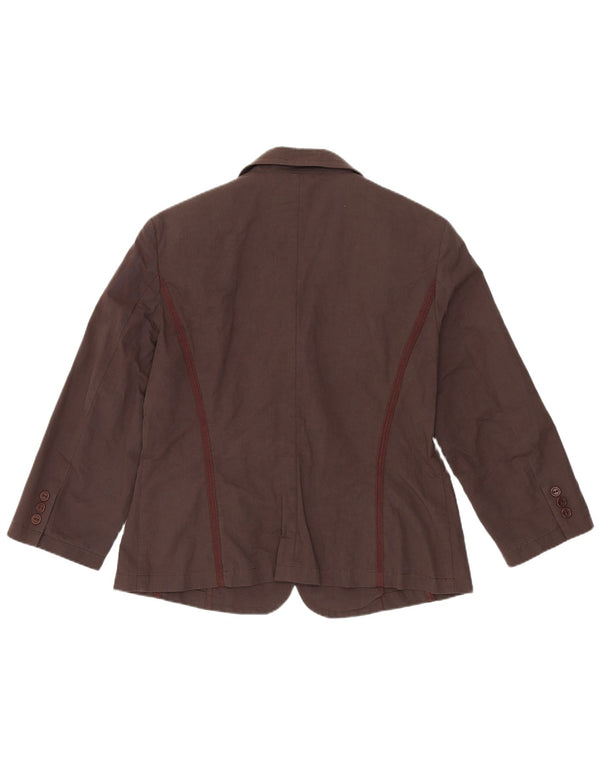 Giacca blazer da donna a 2 bottoni Marella UK 16 grande cotone marrone