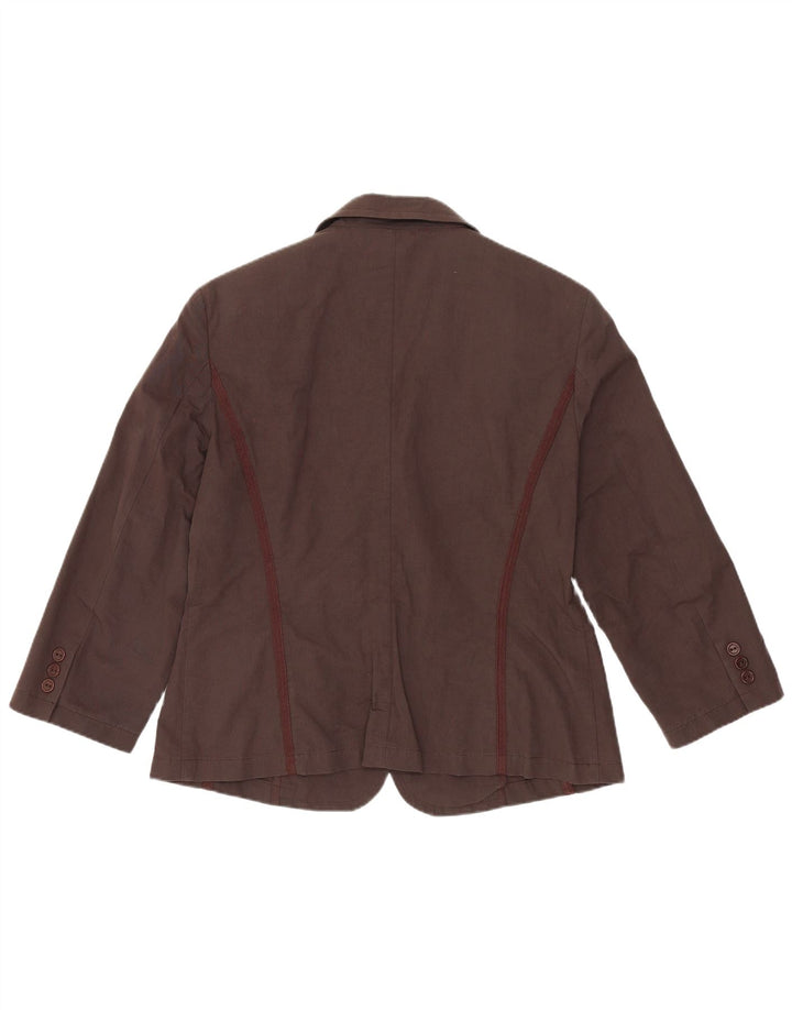 Giacca blazer da donna a 2 bottoni Marella UK 16 grande cotone marrone