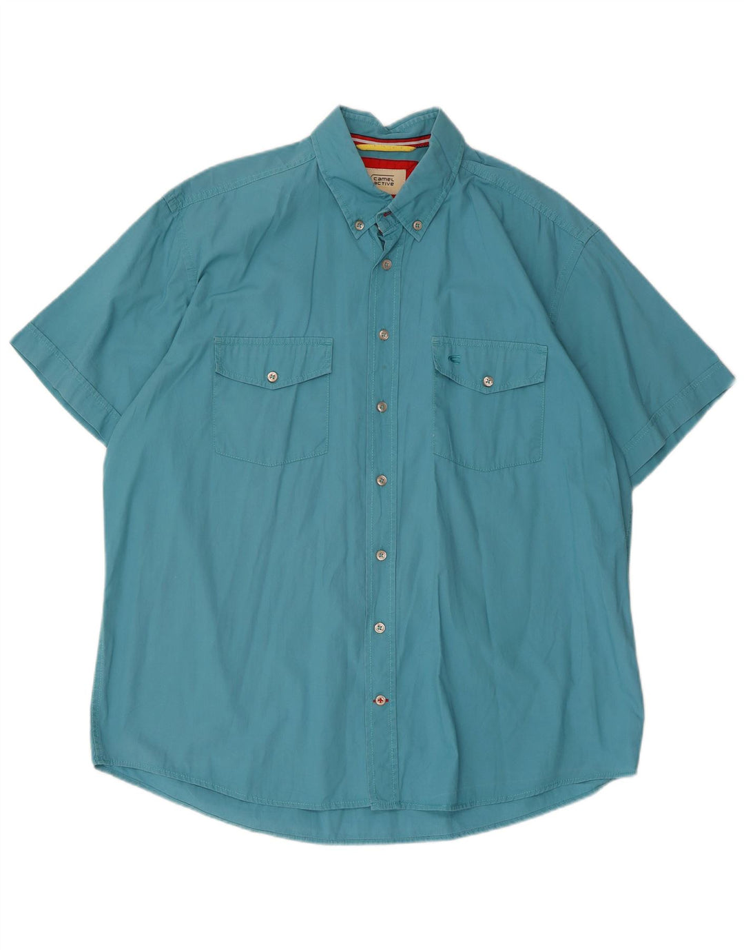 CAMEL ACTIVE Camicia a maniche corte da uomo XL in cotone blu