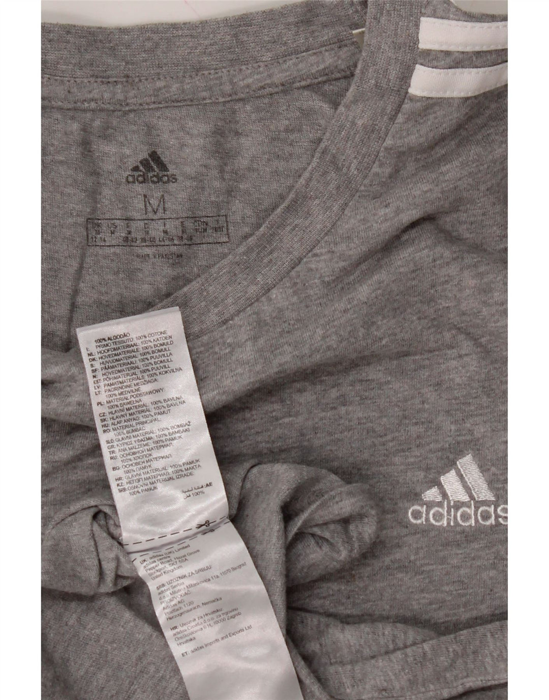 ADIDAS Womens T-Shirt Top UK 12/14 Medium Grey Cotton Vintage Adidas and Second-Hand Adidas from Messina Hembry 