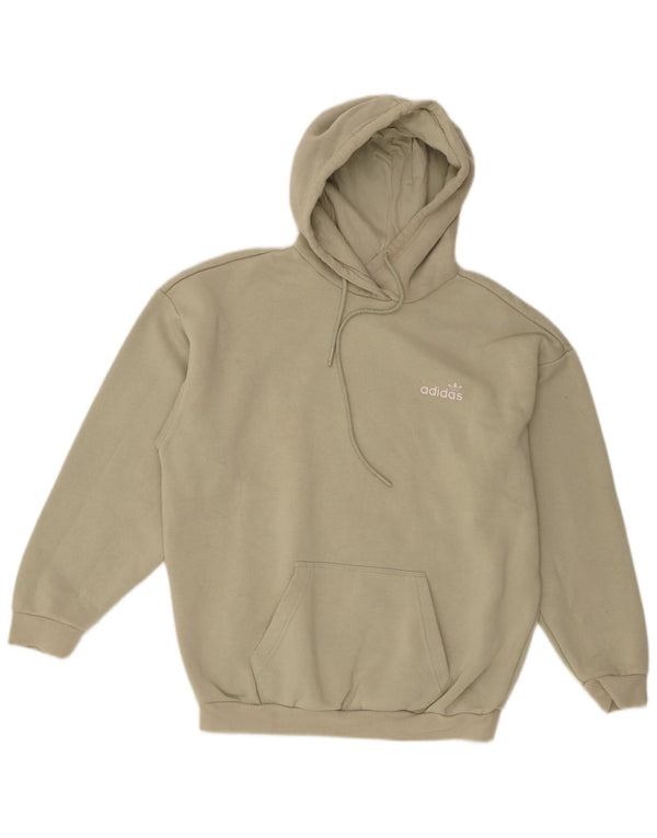 Maglione con cappuccio oversize grafico da donna Adidas UK 10 piccolo cotone kaki