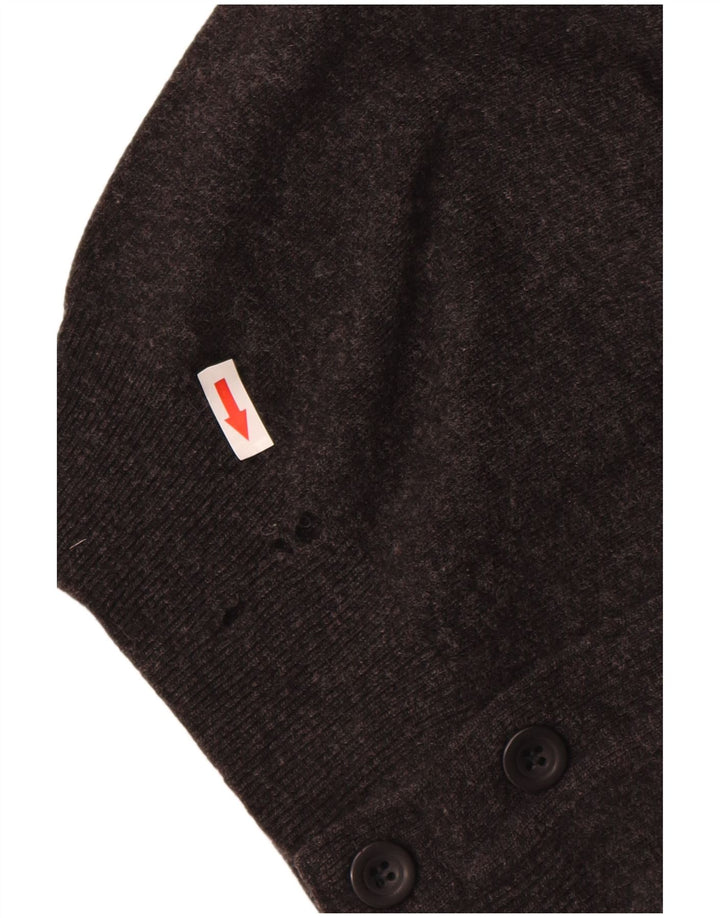 Maglione Cardigan Senza Maniche Uomo Benetton Grigio Medio Lana Vergine