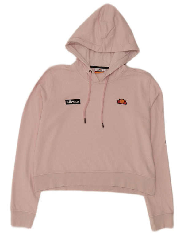 Felpa con cappuccio grafica corta da donna Ellesse UK 16 grande cotone rosa