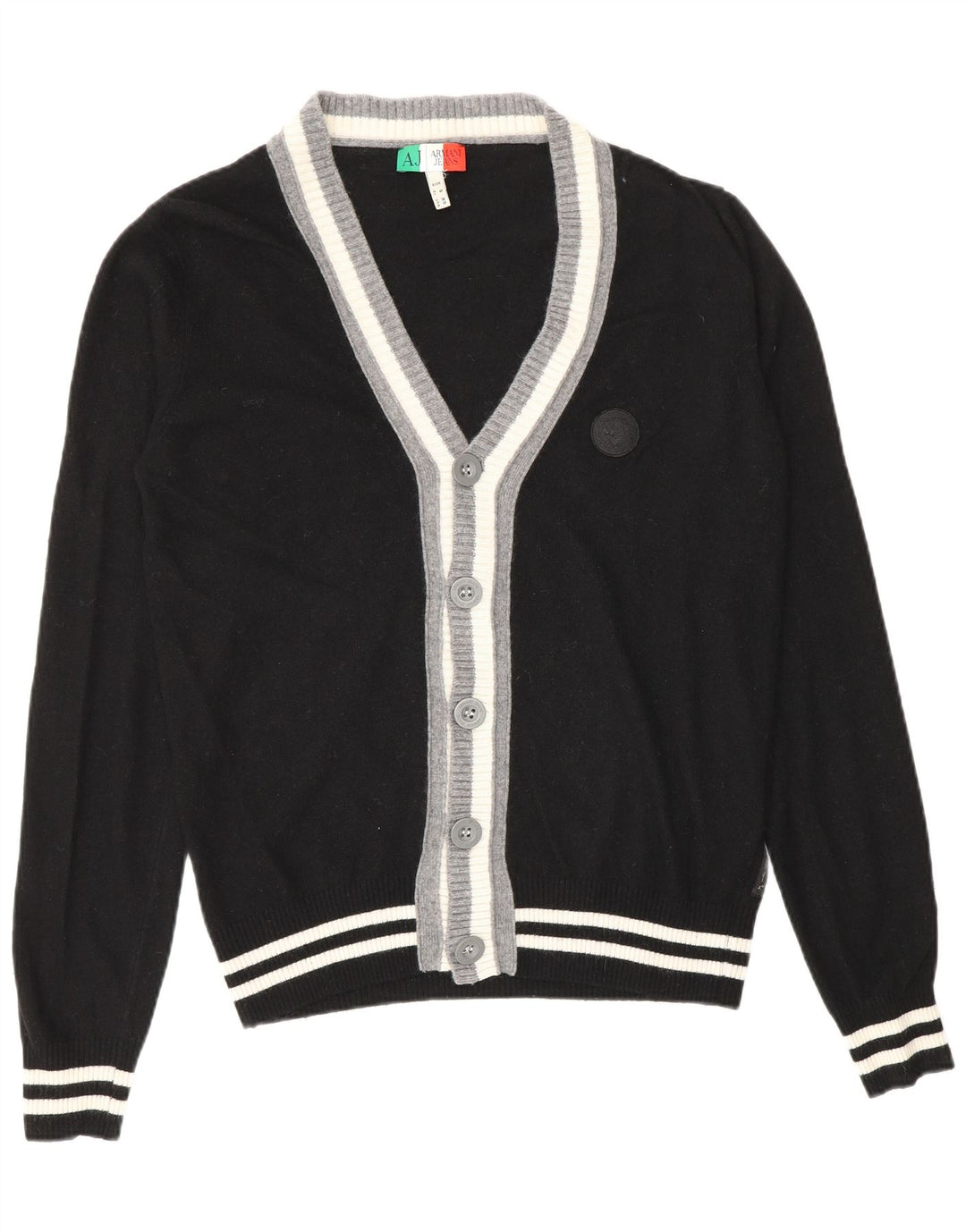 Armani Jeans Maglione Cardigan Uomo Piccolo Nero in Viscosa