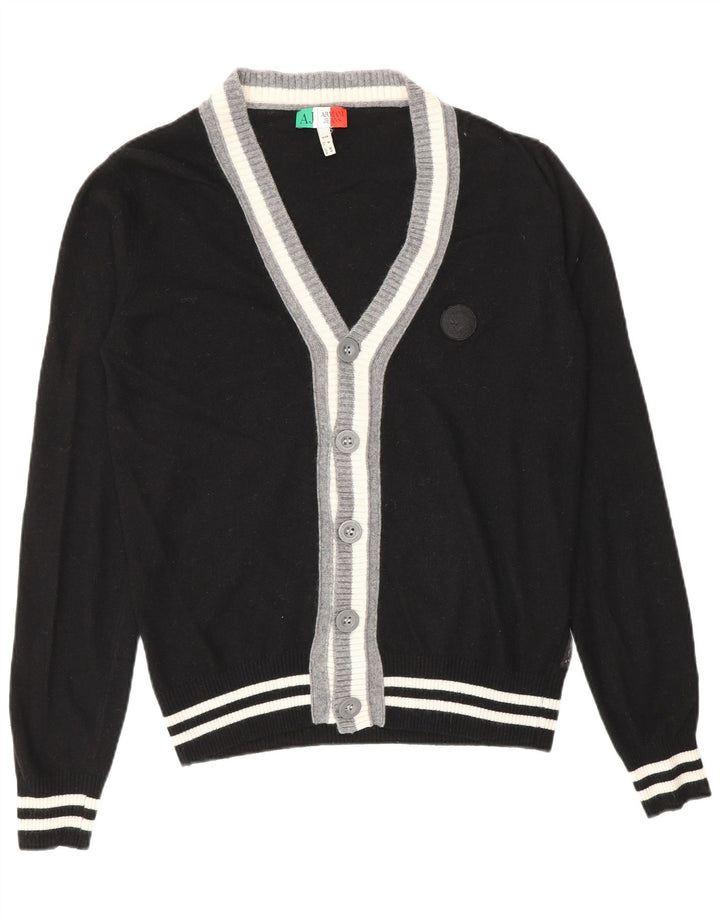 Armani Jeans Maglione Cardigan Uomo Piccolo Nero in Viscosa