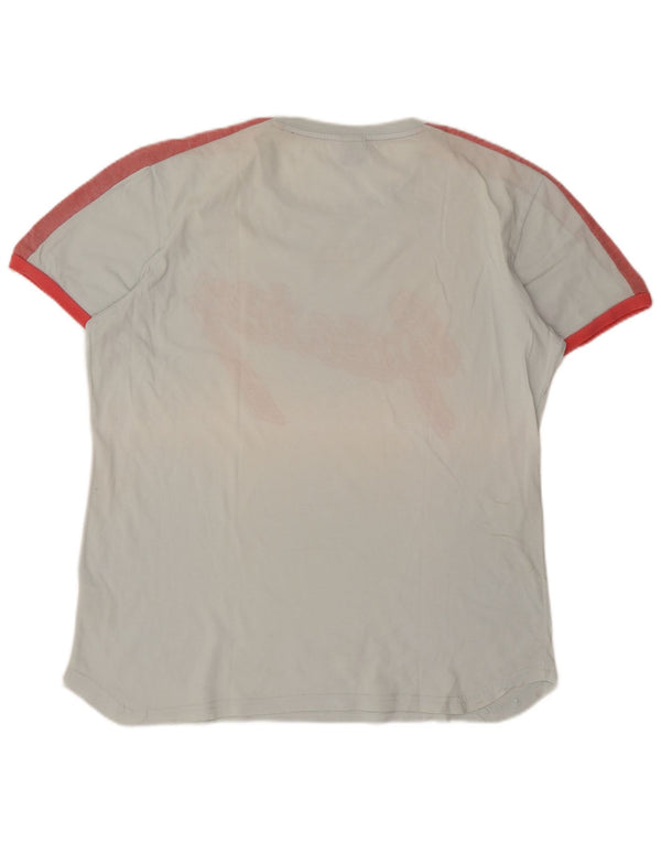 DIESEL T-shirt grafica da donna Top UK 18 XL Cotone color block blu