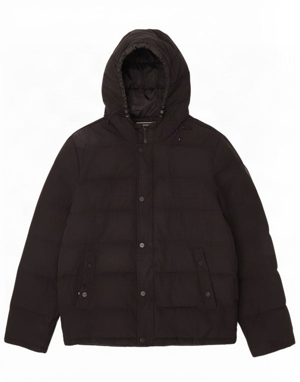 Guess Giacca imbottita con cappuccio da uomo UK 40 Large Nero Poliestere