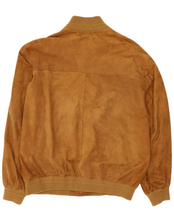 Giubbotto bomber vintage in pelle scamosciata da uomo IT 58 4XL Retro in pelle marrone