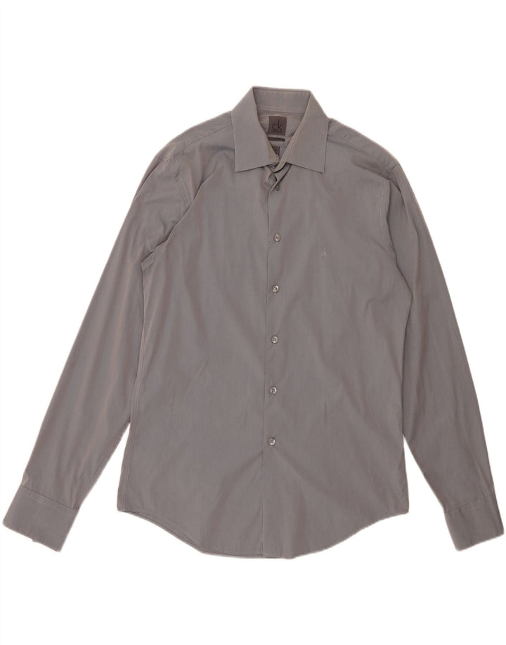 CALVIN KLEIN Camicia slim fit da uomo taglia 40 15 3/4 cotone grigio medio