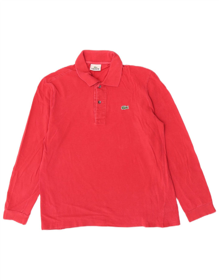 Polo da uomo a maniche lunghe Lacoste taglia 4, cotone rosso medio
