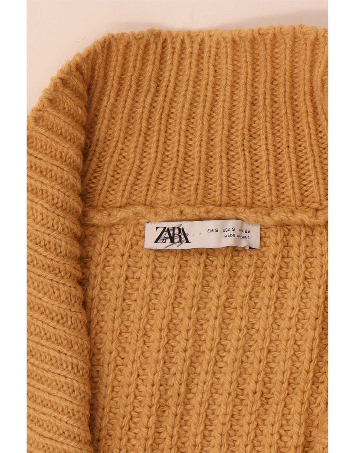 Maglione cardigan aperto oversize da donna Zara UK 10 piccolo marrone