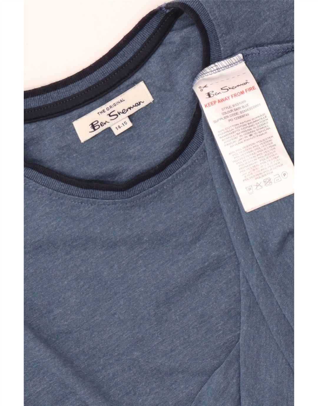 Maglia da bambino a maniche lunghe Ben Sherman 14-15 anni in cotone blu