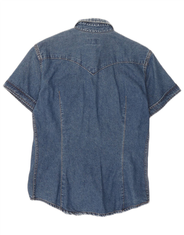 Camicia in denim a maniche corte da donna Vitamina UK 14 Blu medio