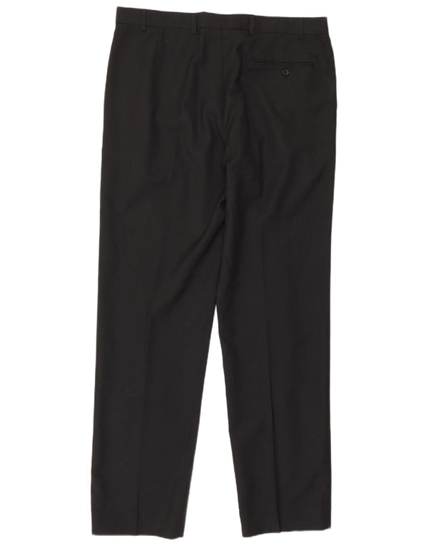 Pantaloni da abito dritti da uomo Marks & Spencer W36 L33 poliestere nero