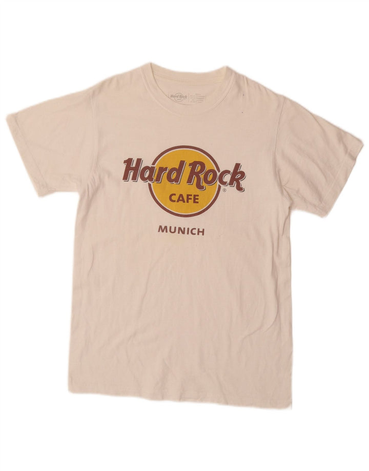 HARD ROCK CAFE T-shirt grafica da uomo di Monaco, piccola, in cotone bianco